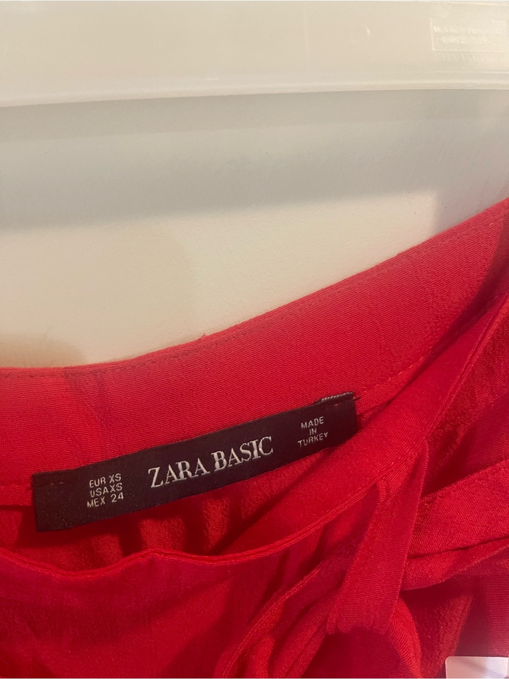 Zara Bright Red Flowing  shirt under pants